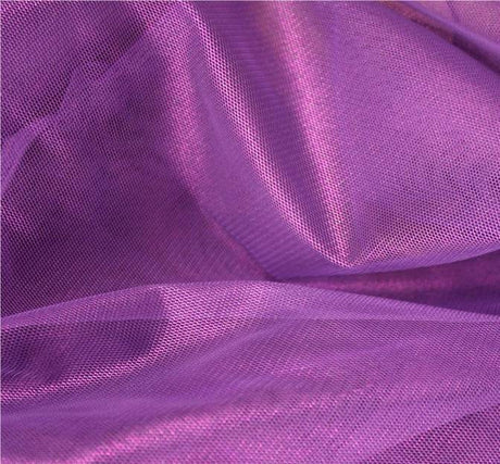 Mesh With All Over Foil Polyester Fabric - Solid Purple/Purple, 58/60" Width