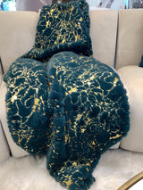 Metallic Golden Shimmery Faux Fur Blanket Luxurious Soft Throw & Quilt with Crystal Velvet Backing