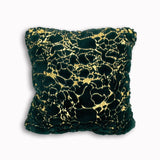 Golden Faux Fur Glow Fluffy Pillow Polyester Fabric - Black Moon With Gold Foil, 20" X 20" (1 Pillow)