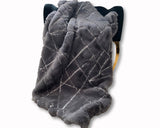 Metallic Golden Scattered Shimmery Design Faux Rabbit Touch Soft Throw Blanket - Polyester Fabric, White Scattered, 50" X 60" (1 Piece)