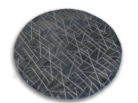 Charcoal Lines Faux Rabbit Touch Rug - Polyester Fabric, Charcoal Lines With Silver Metallic Shimmery Design, 5' X 7' (1 Unit)