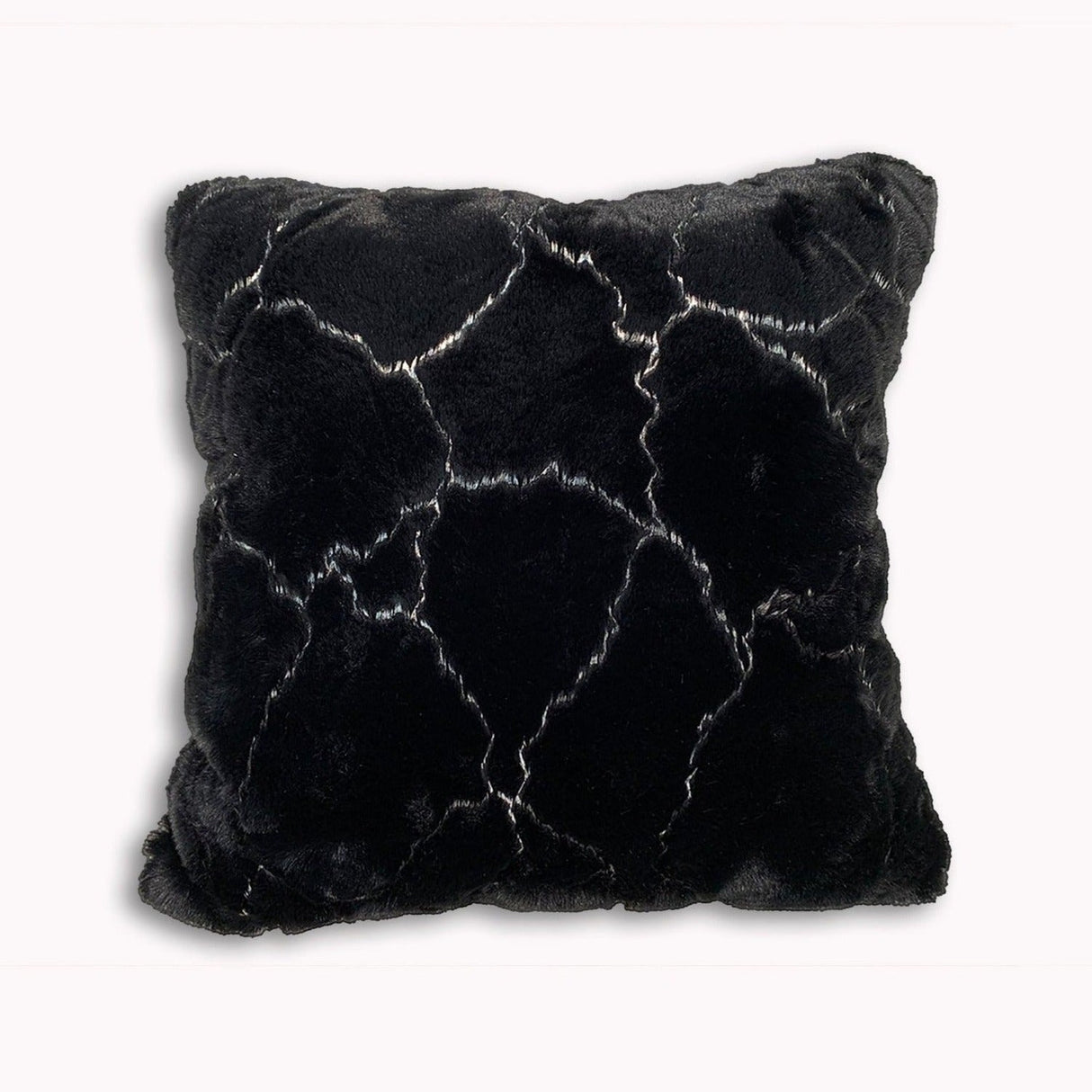 Golden Faux Fur Glow Fluffy Pillow Polyester Fabric - Black Moon With Gold Foil, 20" X 20" (1 Pillow)