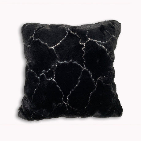 Golden Faux Fur Glow Fluffy Pillow Polyester Fabric - Black Moon With Gold Foil, 20" X 20" (1 Pillow)