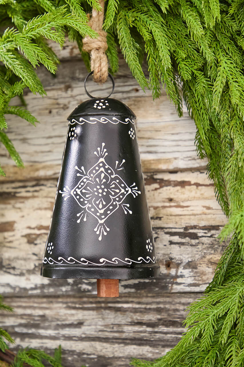 9" Nordic Snowflake Metal Bell Ornament