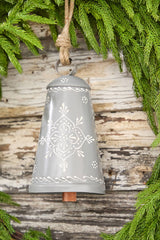 9" Nordic Snowflake Metal Bell Ornament