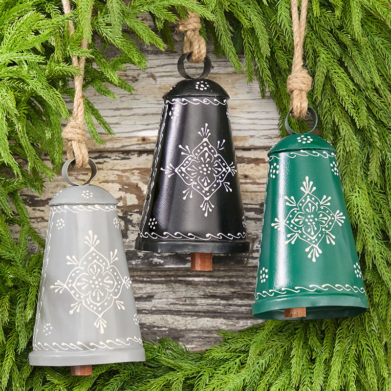 9" Nordic Snowflake Metal Bell Ornament