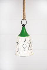 9” White/Green Metal Bell Ornament