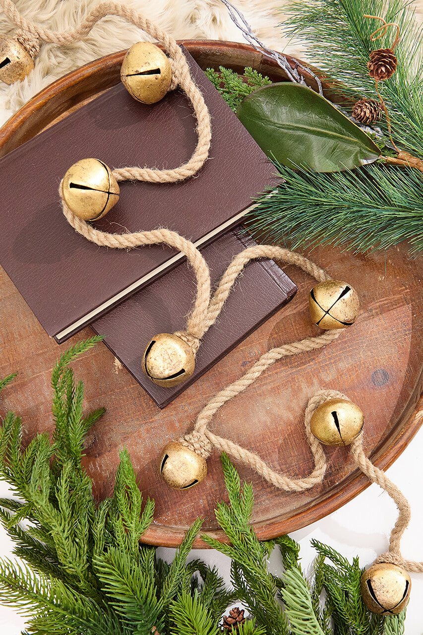 72" Gold Iron Jingle Bells & Jute Rope Garland