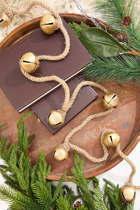 72" Gold Iron Jingle Bells & Jute Rope Garland