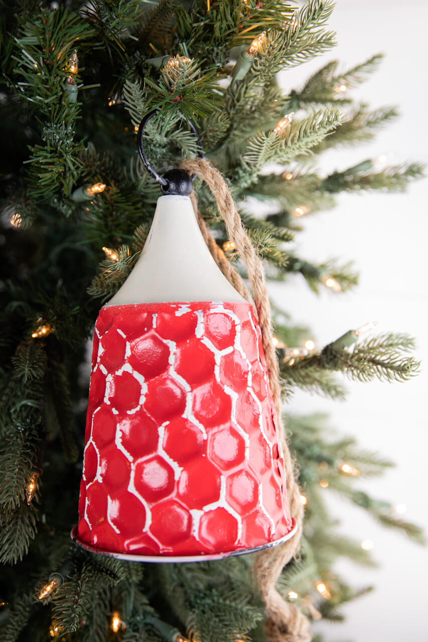 9” Red/White Metal Bell Ornament