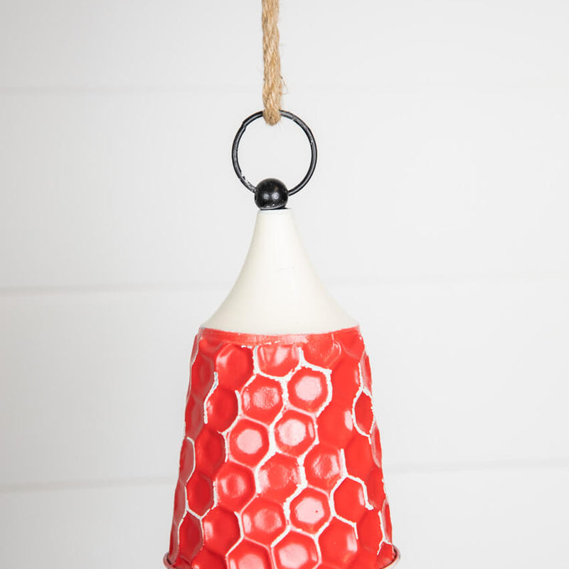 9” Red/White Metal Bell Ornament