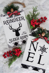12” Metal Embossed Holiday Wall Sign with Floral Accent
