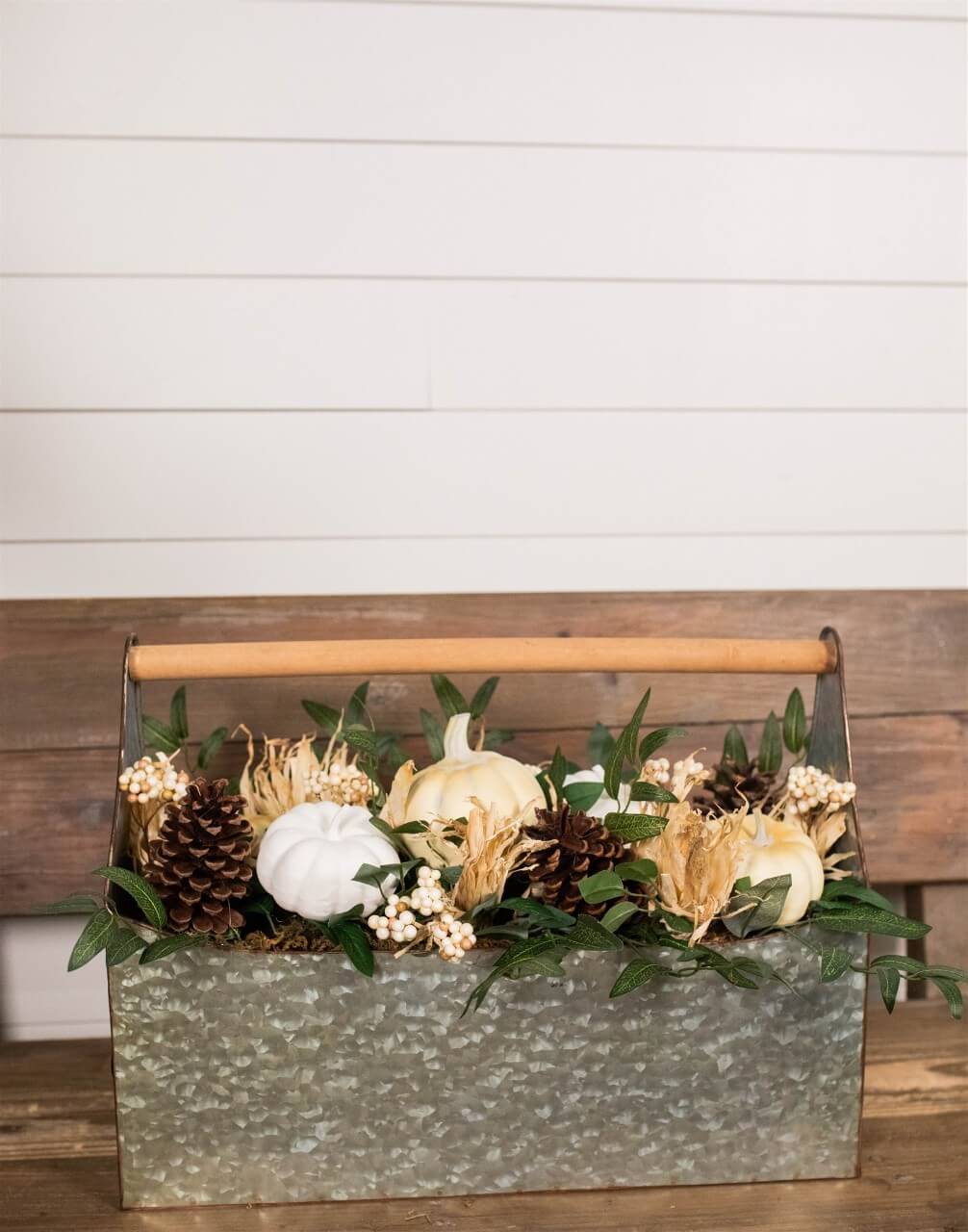 22” Metal Container with Harvest Arrangement