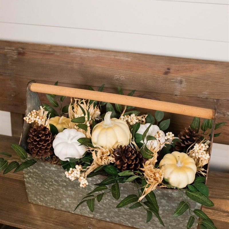 22” Metal Container with Harvest Arrangement