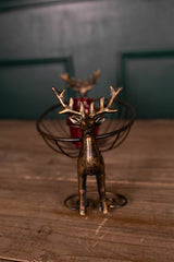 14.5” Metal Deer Basket Tea Light Holder
