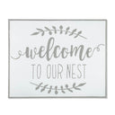 19" White and Grey Metal Enamel Wall Decor – Embossed Floral Inspirational Sign