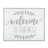 19" White and Grey Metal Enamel Wall Decor – Embossed Floral Inspirational Sign
