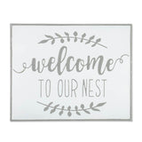 19" White and Grey Metal Enamel Wall Decor