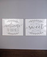 19" White and Grey Metal Enamel Wall Decor – Embossed Floral Inspirational Sign
