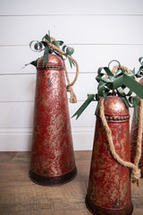 Metal Holiday Bells with Bow & Jute Hanger - Set of 3