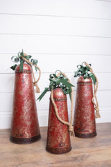 Metal Holiday Bells with Bow & Jute Hanger - Set of 3