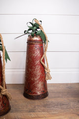 Metal Holiday Bells with Bow & Jute Hanger - Set of 3