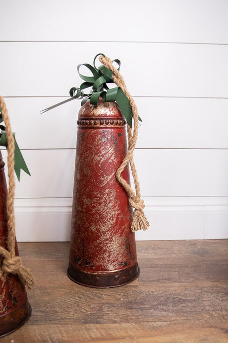 Metal Holiday Bells with Bow & Jute Hanger - Set of 3