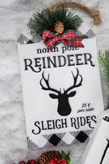12” Metal Embossed Holiday Wall Sign with Floral Accent