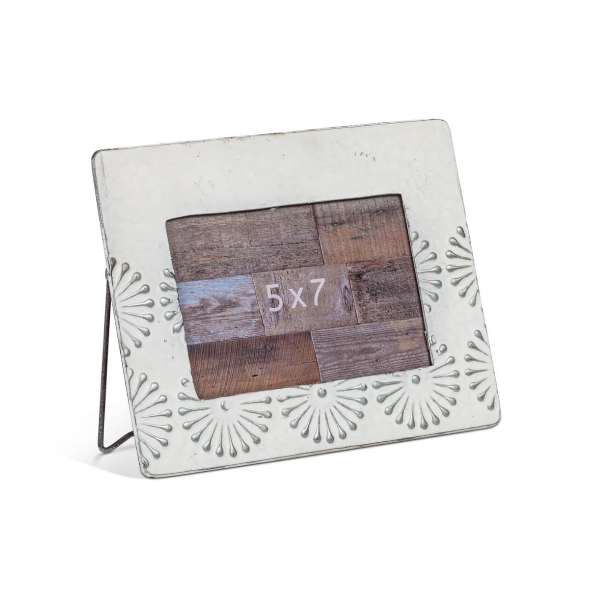 10" White and Grey Metal 5" x 7" Picture Frame