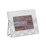 10" White and Grey Metal 5" x 7" Picture Frame