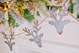 Galvanized Metal Reindeer Banner