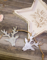 Galvanized Metal Reindeer Banner