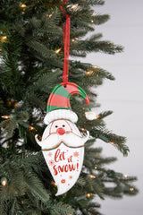 8” Metal Holiday Santa Ornament with Ribbon