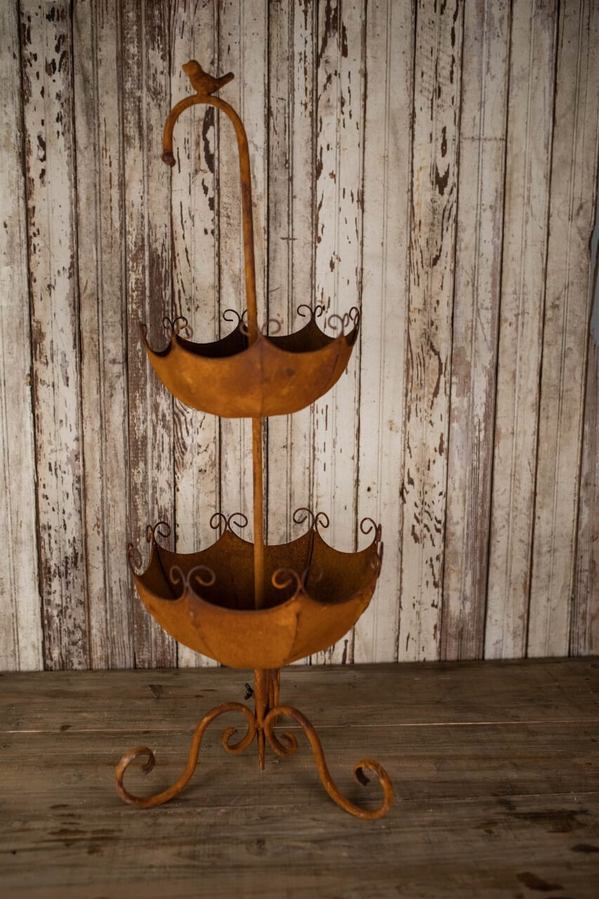 37" Metal Umbrella Planter with Stand