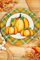 12" Metal Pumpkin/Plaid