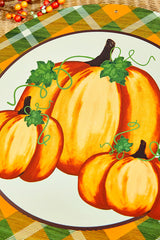 12" Metal Pumpkin/Plaid