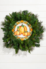 12" Metal Pumpkin/Plaid