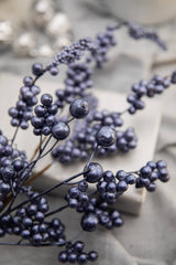 18 Inch Metallic Dew Berry Spray - Navy