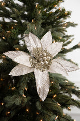 22” x 13" Metallic Bead Poinsettia Stem