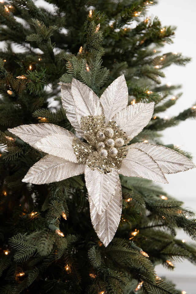 22” x 13" Metallic Bead Poinsettia Stem