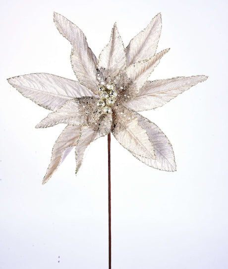22” x 13" Metallic Bead Poinsettia Stem