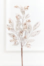 15" Glitter Metallic Berry Leaves Pick