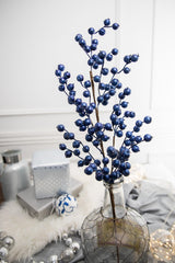 29” Metallic Navy Crabapple Christmas Sprays