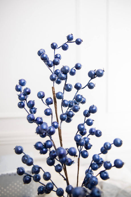 29” Metallic Navy Crabapple Christmas Sprays