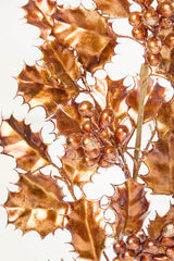 27 Inch Copper Metallic Holly Berry Stem