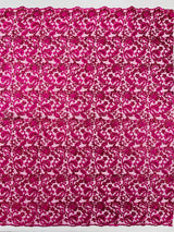 Metallic Corded Lace Design Embroidered Lace Fabric - Metallic Floral Sequins, 54" Width (1 Yard)