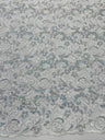 Metallic Corded Lace Design Embroidered Lace Fabric - Metallic Floral Sequins, 54" Width (1 Yard)