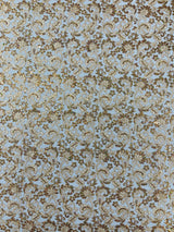 Metallic Corded Lace Design Embroidered Lace Fabric - Metallic Floral Sequins, 54" Width (1 Yard)