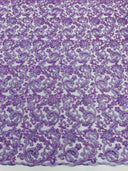 Metallic Corded Lace Design Embroidered Lace Fabric - Metallic Floral Sequins, 54" Width (1 Yard)
