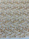 Metallic Corded Lace Design Embroidered Lace Fabric - Metallic Floral Sequins, 54" Width (1 Yard)